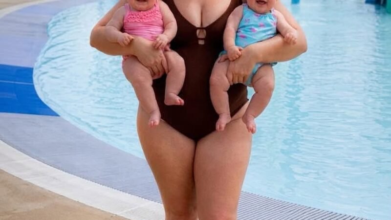 She recently gave birth to twins