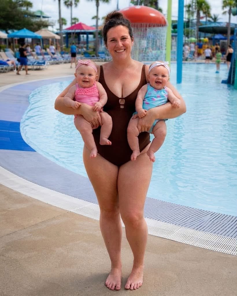 She recently gave birth to twins